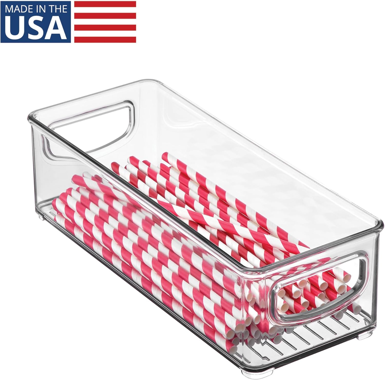 iDesign Stackable Storage Bin with Handles for Pantry, Fridge, or Freezer, Clear, Made in USA - Image 2