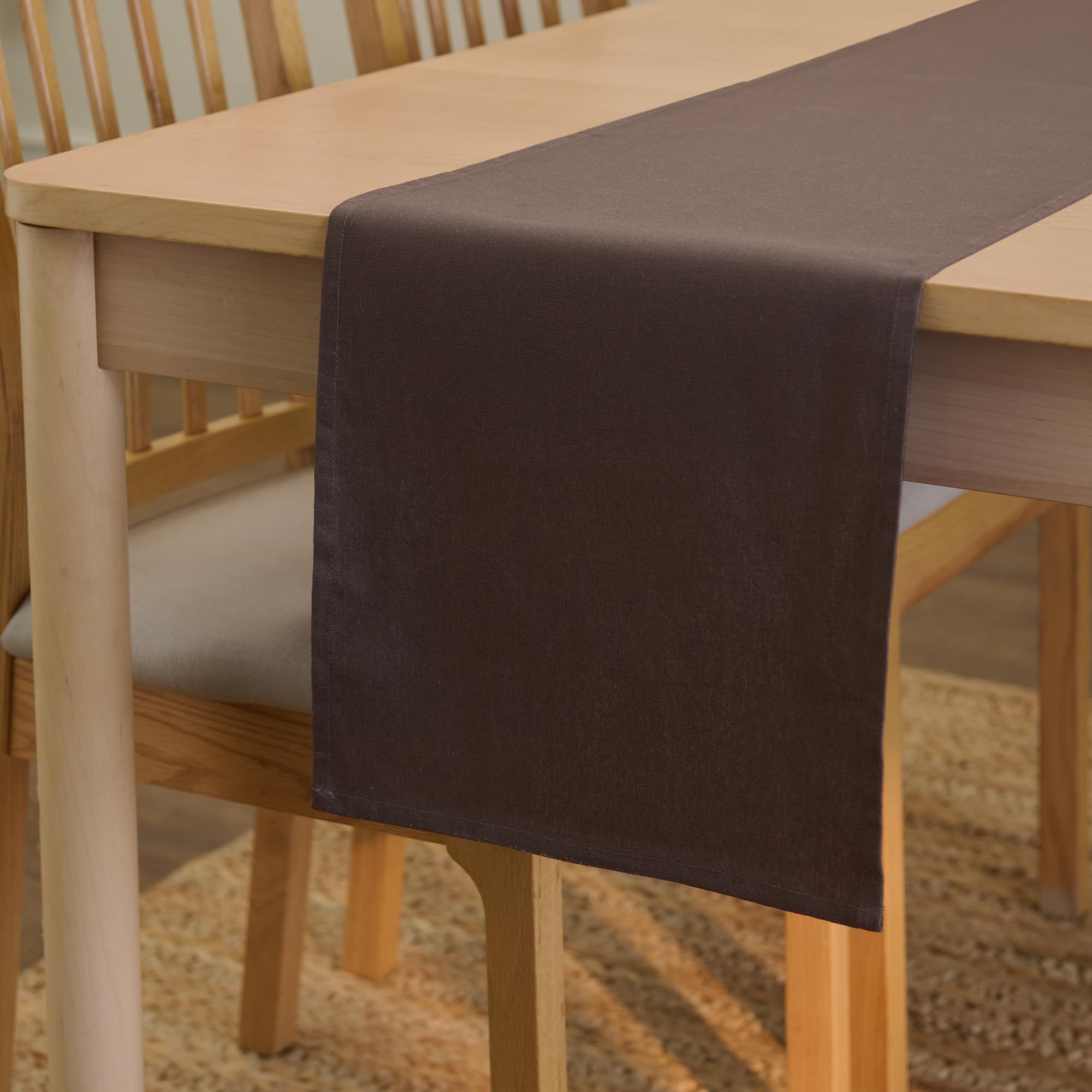 Encasa XO Table Runner 13x72 in Long, Dark Taupe, 32x183 cm