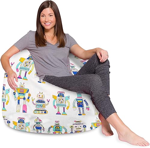 Miniatura 35 de Posh Beanbags - Sillón puff XL, 48 pulgadas, color gris jaspeado Gris brezo,Lienzo Animales Bosque Critters,Tela para colorear lienzo - Mundo
