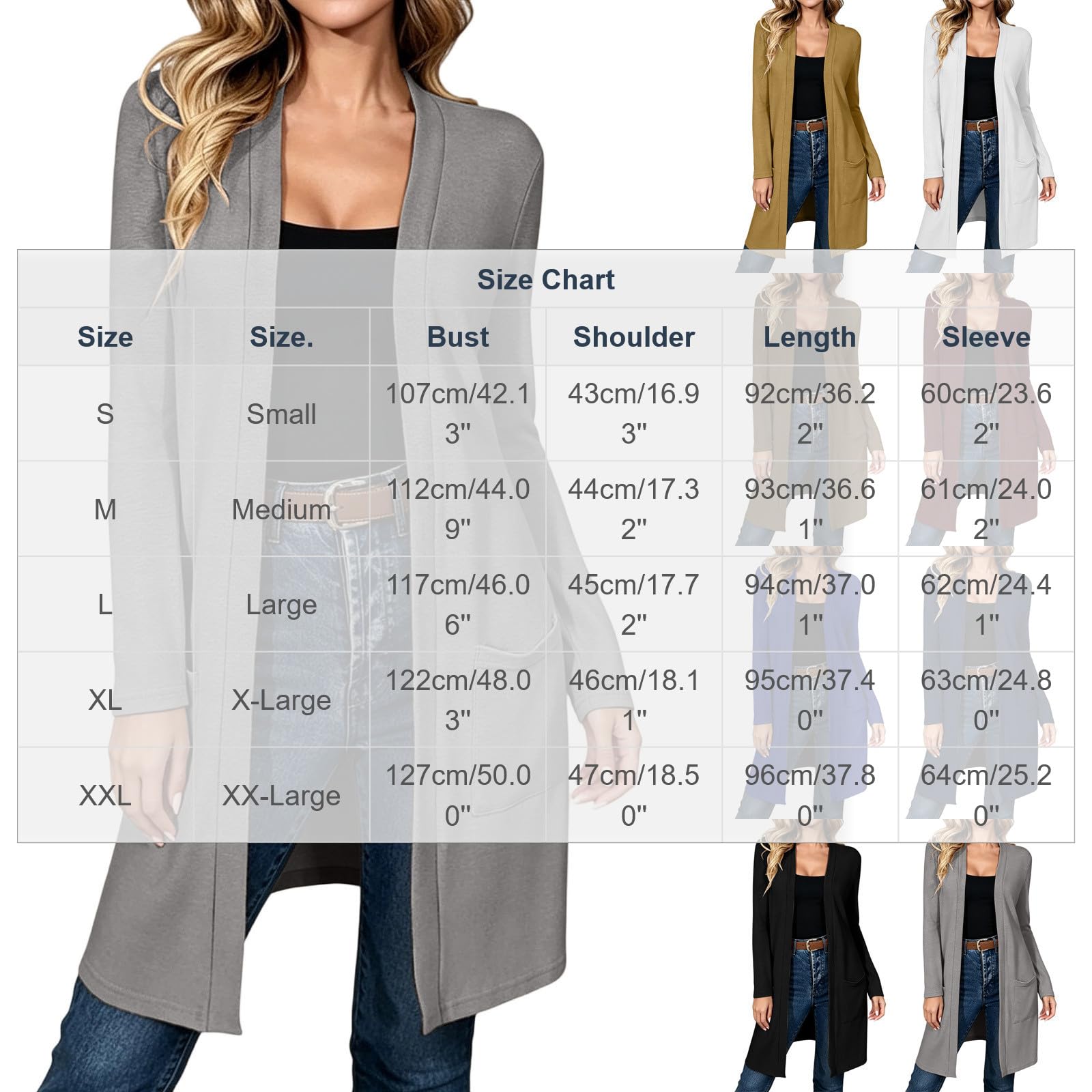 Cardigan Donna Leggero a Maniche Lunghe Maglione Tinta Unita Comodo Casual | Tessuto morbido e piacevole sulla pelle, comfort quotidiano, vestibilità comoda, ideale per casa ufficio e tempo libero