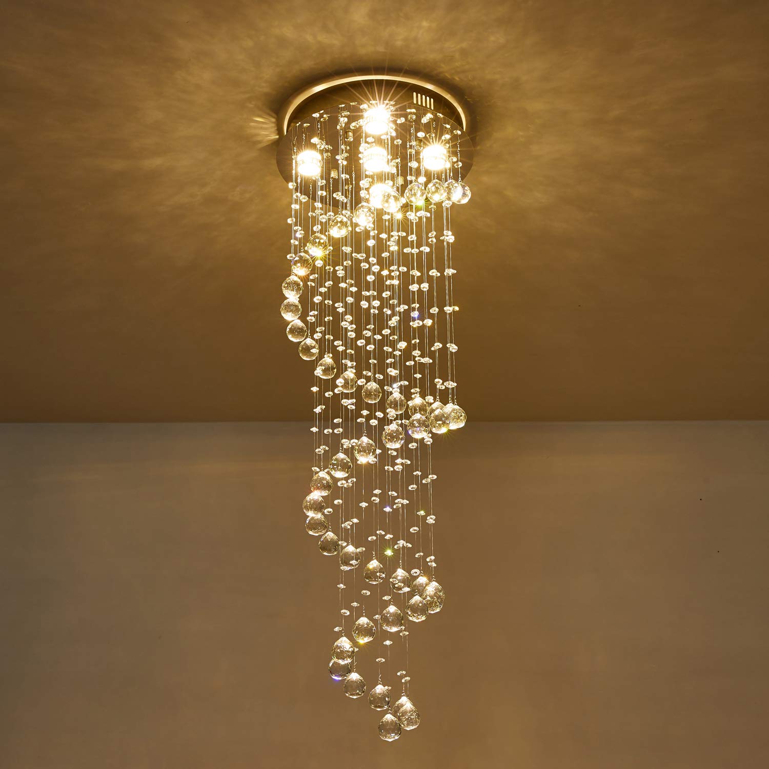 Buy Loclgpm Luxury 5Light Spiral Chrome Silver Staircase Crystal