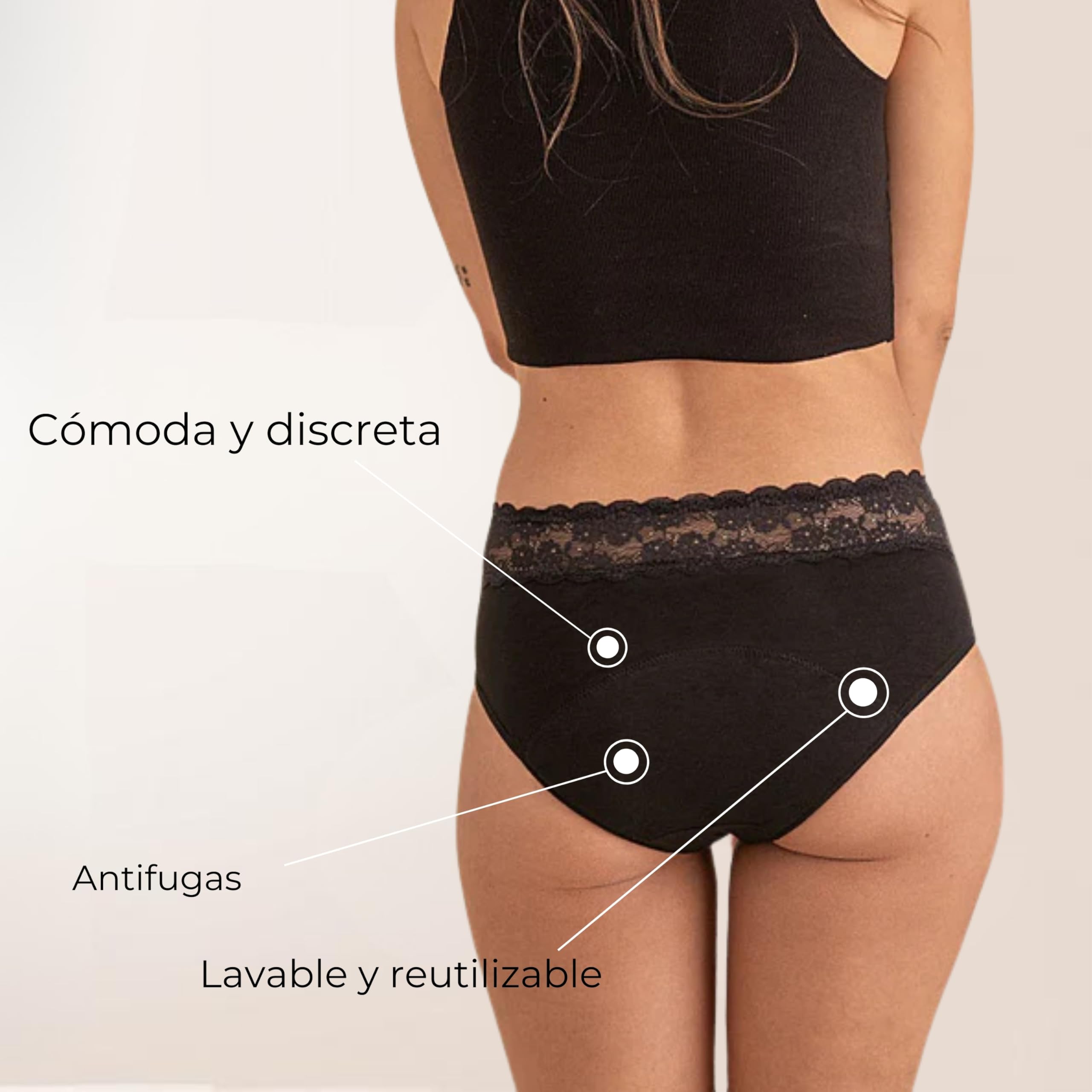 ANAISSA Pack 2 Bragas Menstruales Lola de Bambú Orgánico para Flujo Abundante - Reutilizables, Absorbentes y Sostenibles