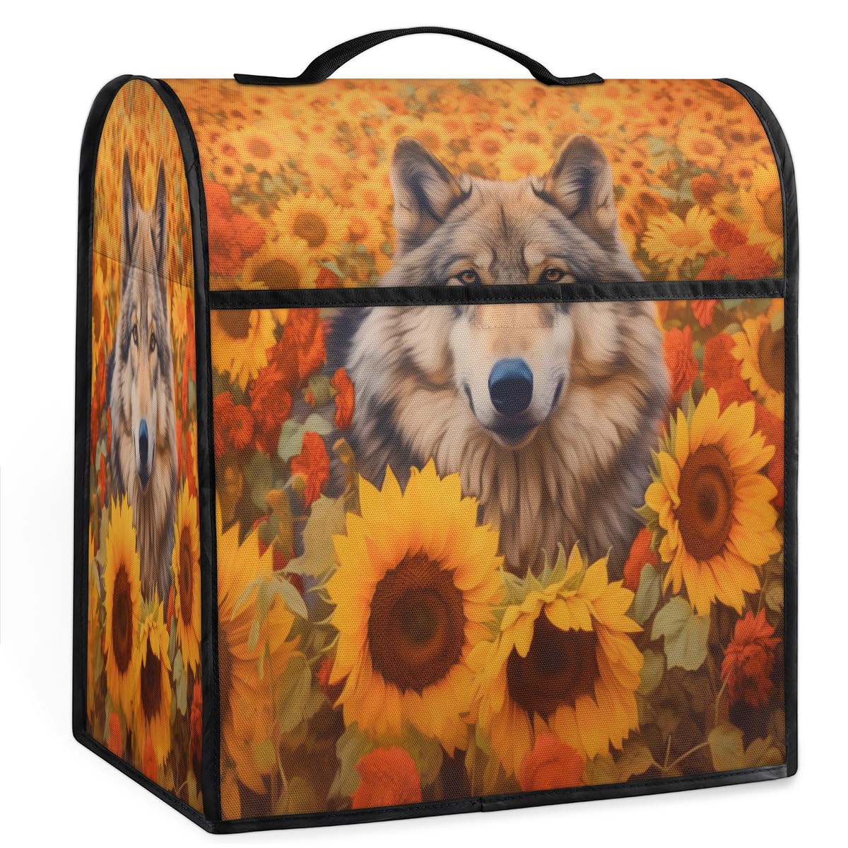 Coffee Maker Cover Sunflower Wolf Floral Kitchen Appliance Covers Small Appliance Covers Blender Cover Juicer Cover Dust Covers for Kitchen Appliances with Top Handle and Pockets,Washable,C124