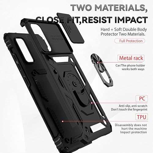 Miniatura 8 de Funda para Samsung Galaxy S20 con cubierta para lente de cámara, protector de pantalla HD, doble capa de grado militar, probada contra caídas,