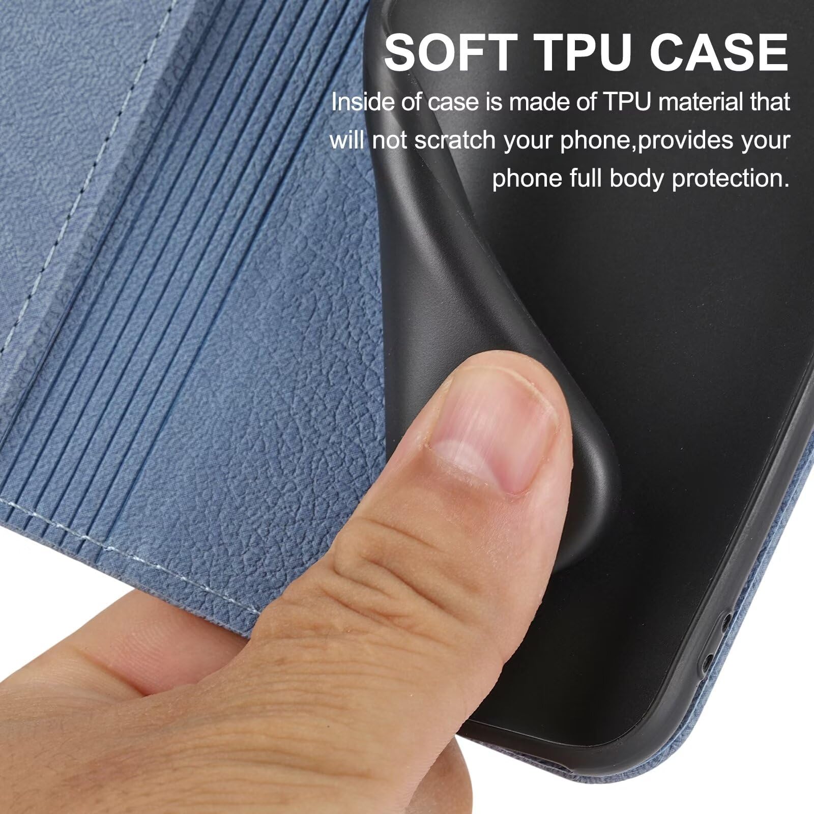 FMPCUON Cover per Oppo A58 Custodia in Pelle Premium RFID Protezione Portafoglio Libro Wallet Magnetica Slot per Carte Supporto Flip Case per Oppo A58 - Grigio