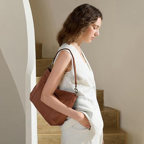 Miniatura 2 de befen Bolsos cruzados de cuero genuino para mujer, bolsos de cuero retro con 2 correas de hombro