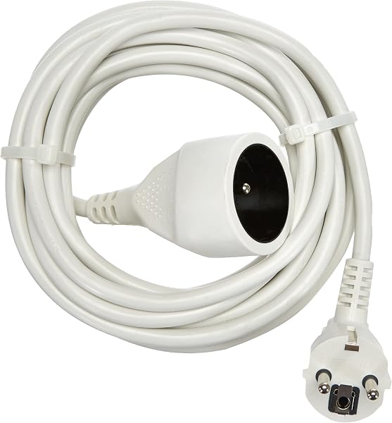 Electraline 10148023J Rallonge Prolongateur électrique 5 m 16A - section 3G1,5 mm² blanc - 4