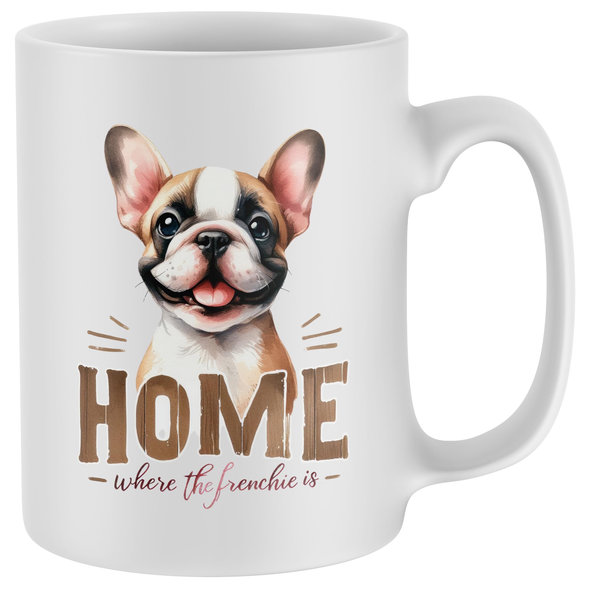 Purple Print House French Bulldog Mug Cute Home Is Where The Frenchie Is Puppy Men Women Christmas Stocking Gift Cup