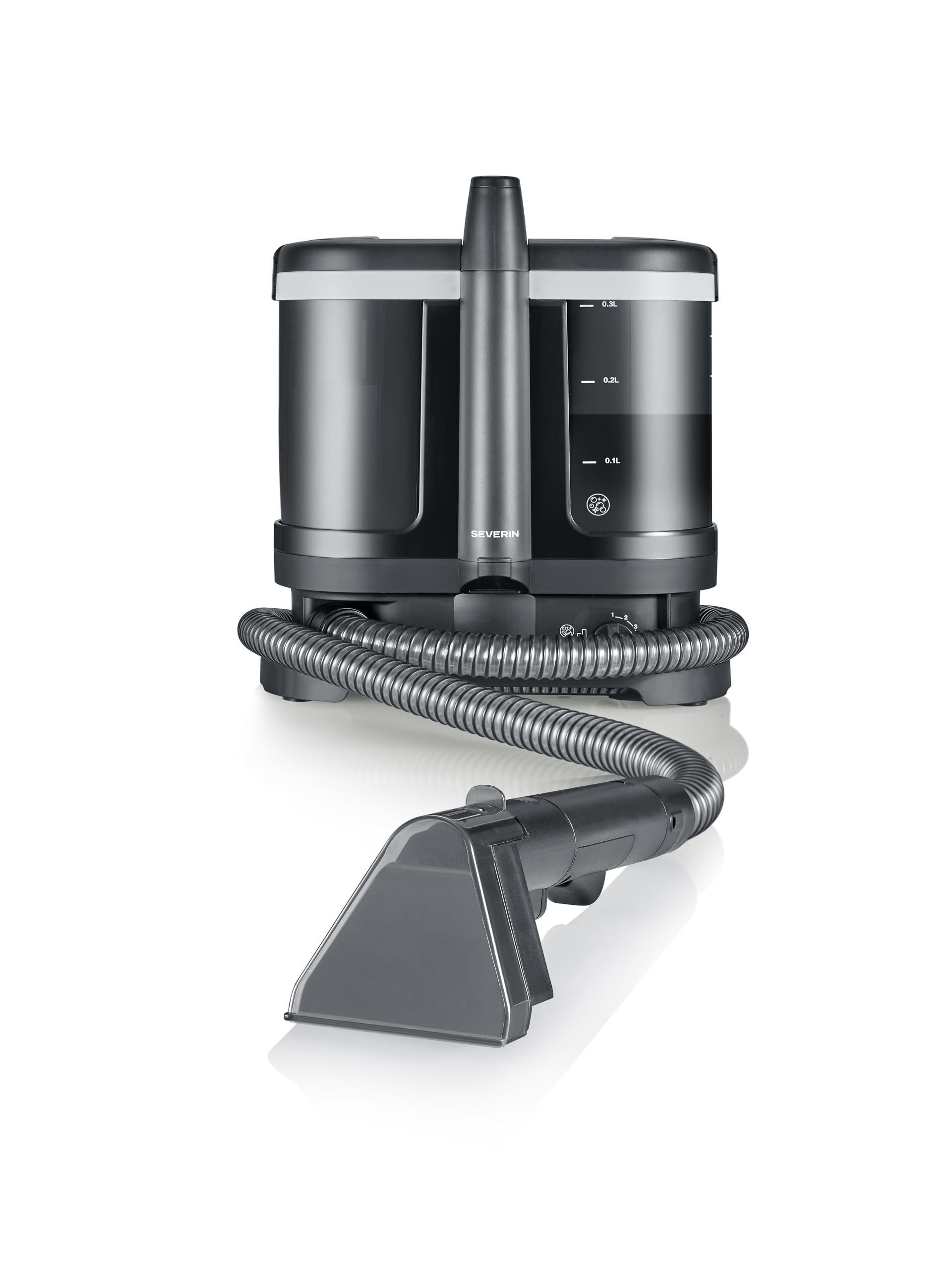 SEVERIN Shampouineuse S-Power, Détacheur Nettoyeur pour canapés, tissus, tapis, intérieur de voiture, textiles - Moteur puissant 450W, réservoir d'eau propore 1,25L, Noir anthracite, SC 7188