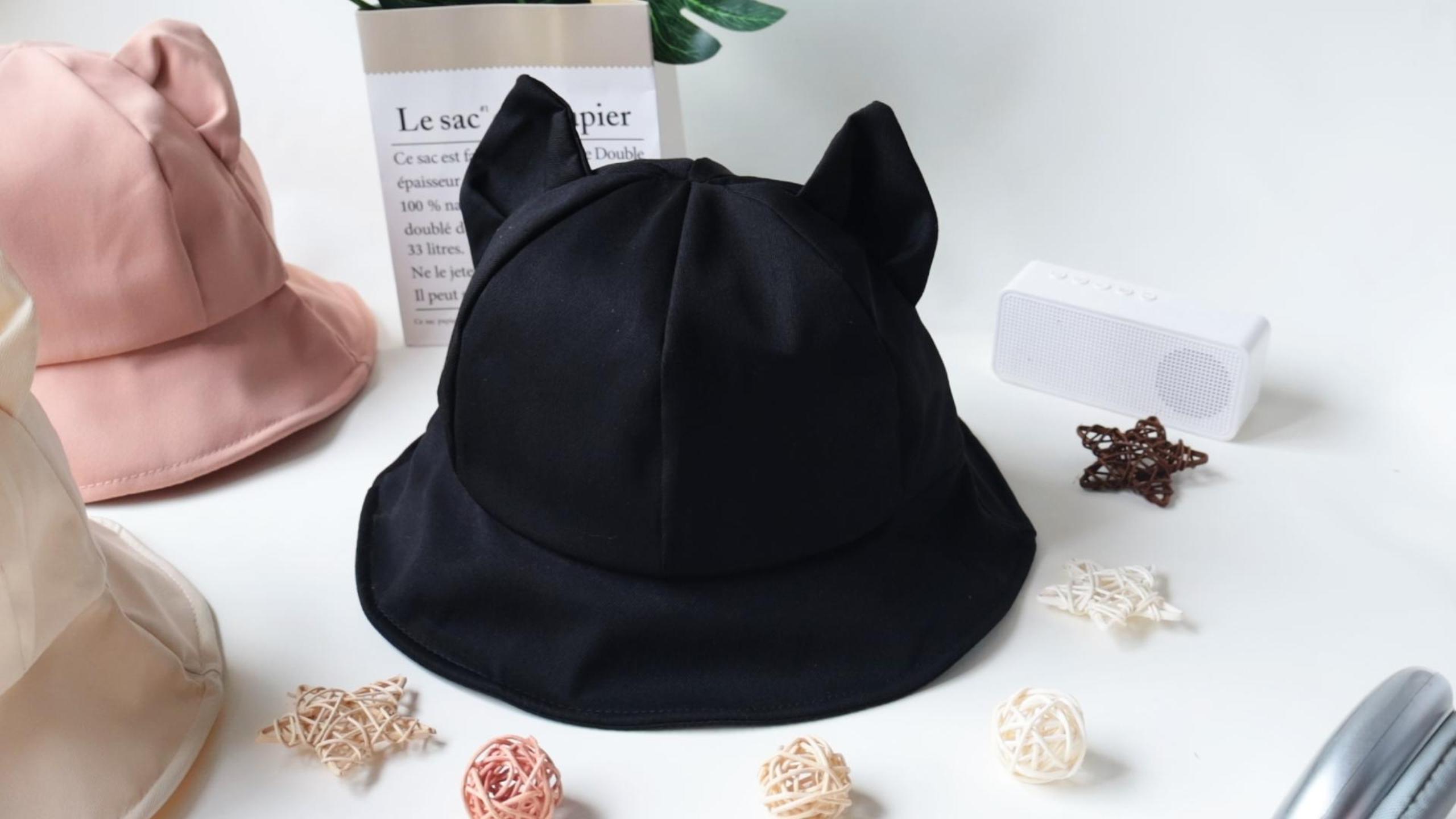 Sombrero tipo bucket con orejas de gato para mujer miniatura 7