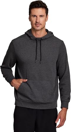 RBX Mens Hoodie Cotton Blend Sweatshirt, Long Sleeve Ottoman Ribbed Lightweight Pullover