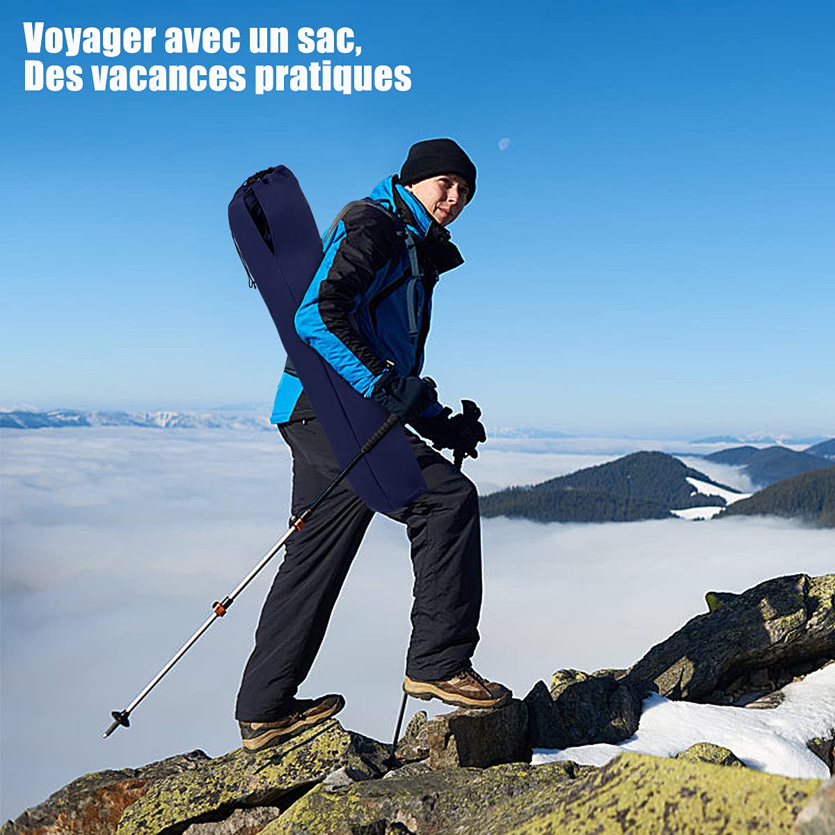 GOPLUS Chaise de Camping Pliante, Fauteuil Camping Extérieur avec Auvent, Porte-gobelets et Sac de Transport, Idéal pour Plage, Pêche, Barbecue, Pique-Nique, Charge 150 KG (Marin, 97x67x134cm)