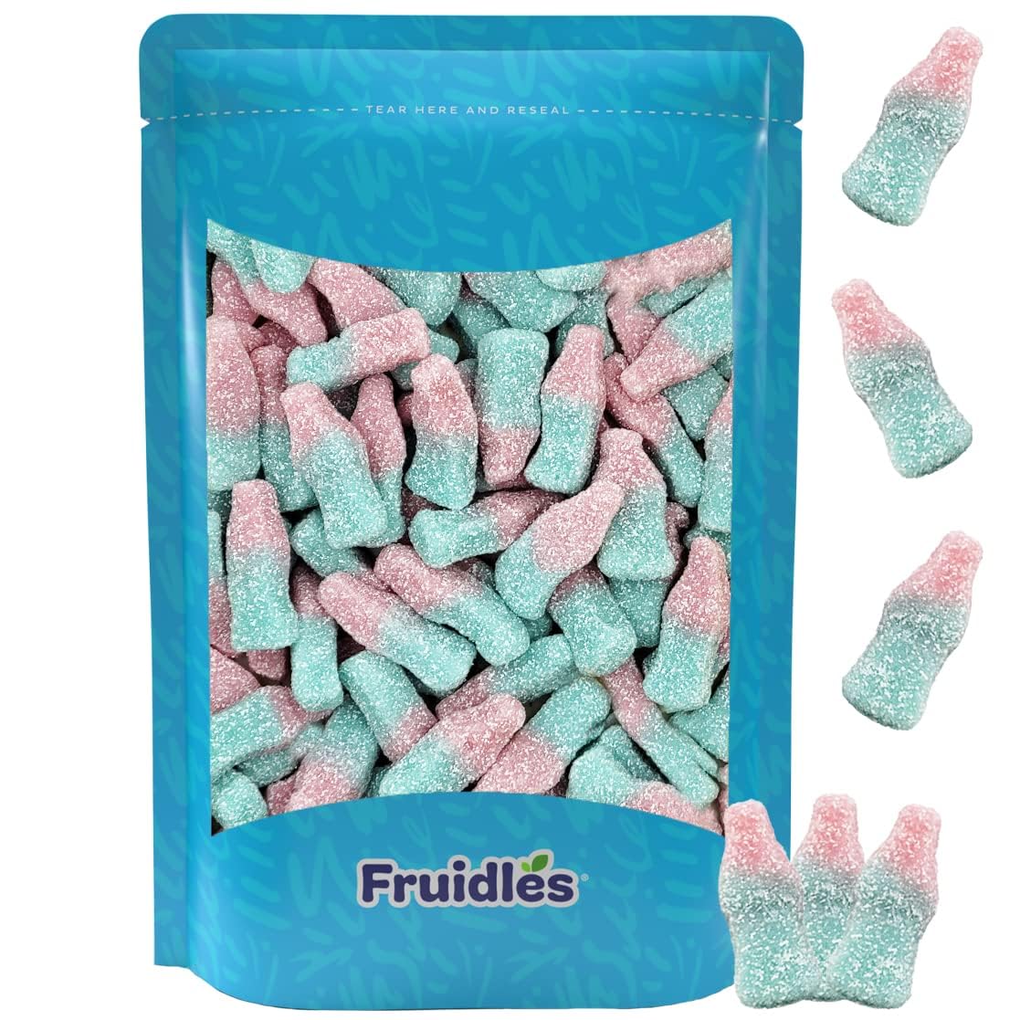 Fruidles Sour Small Gummy Bottles, Sour Bubble Gum Flavored Gummies Covered in Sugar, Non-Gmo (5 Pounds (Bulk))