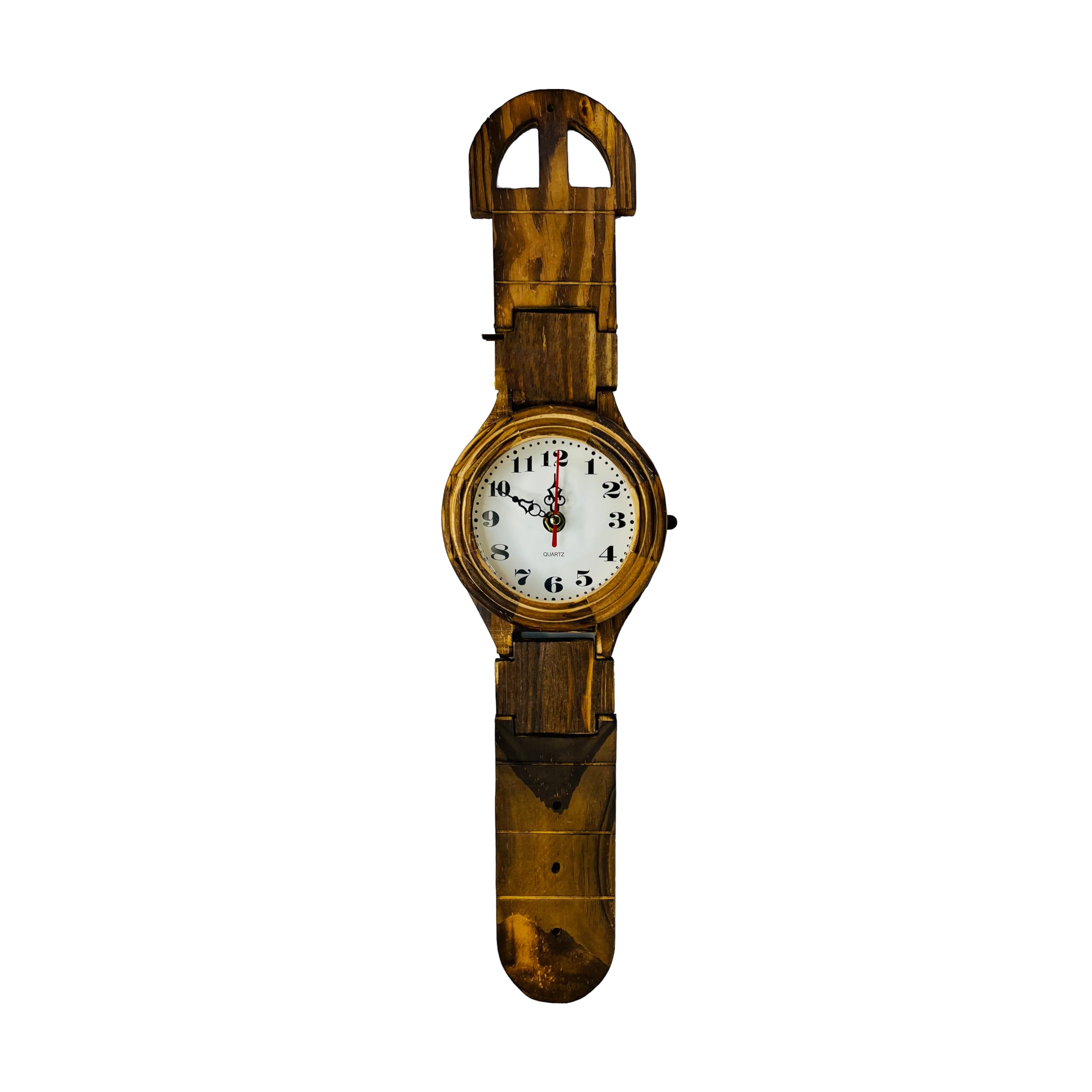 Lukadah Handcrafted Wooden Wrist Watch Style Beautiful Wall Clock for Home and Office Décor