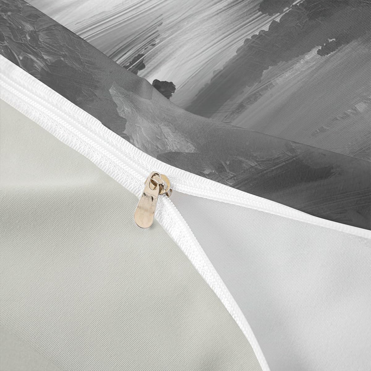 jejeloiu Grey Geometric Duvet Cover Full Size Modern Abstract Art Bedding Set for Boys Girls Minimalist Comforter Cover Bedroom Decor 3Pcs with 2 Pillow Cases (No Comforter)