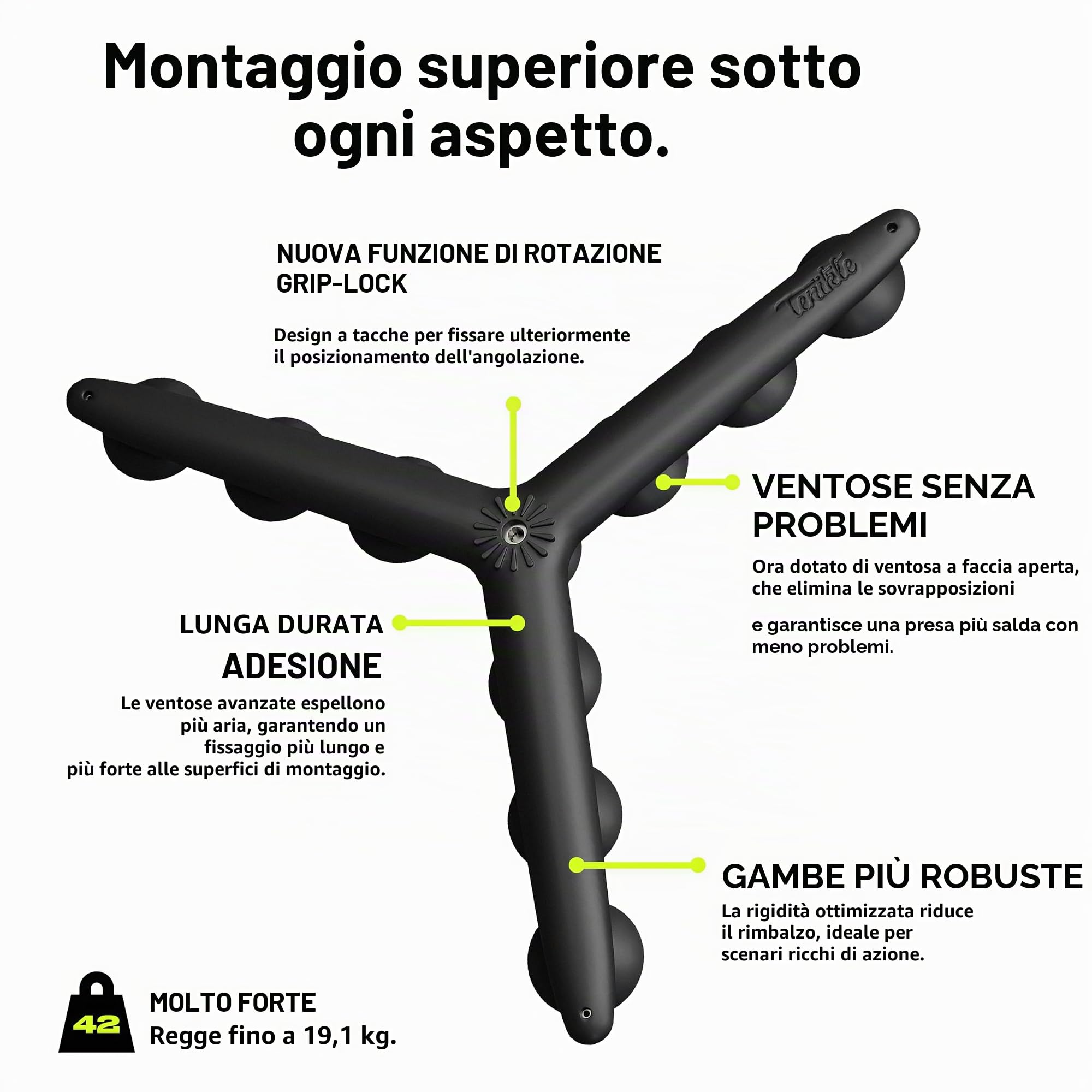 Tenikle® Pro - Treppiede flessibile per cellulare e action camera GoPro, Insta360, DJI Osmo, come visto su Shark Tank, supporto per fotocamera con ventosa pieghevole, compatibile con iPhone e Android