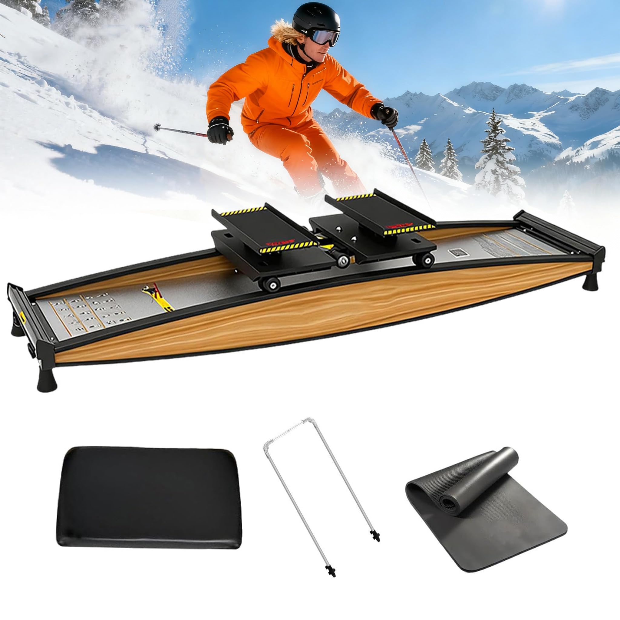 New Ski Trainer, Ski Simulator Machine for Full Body,3D Cross Trainer, Strength and Balance Training Tool Set, Noiseless Ski Exercise Machine for Skiing Beginners, Home Use