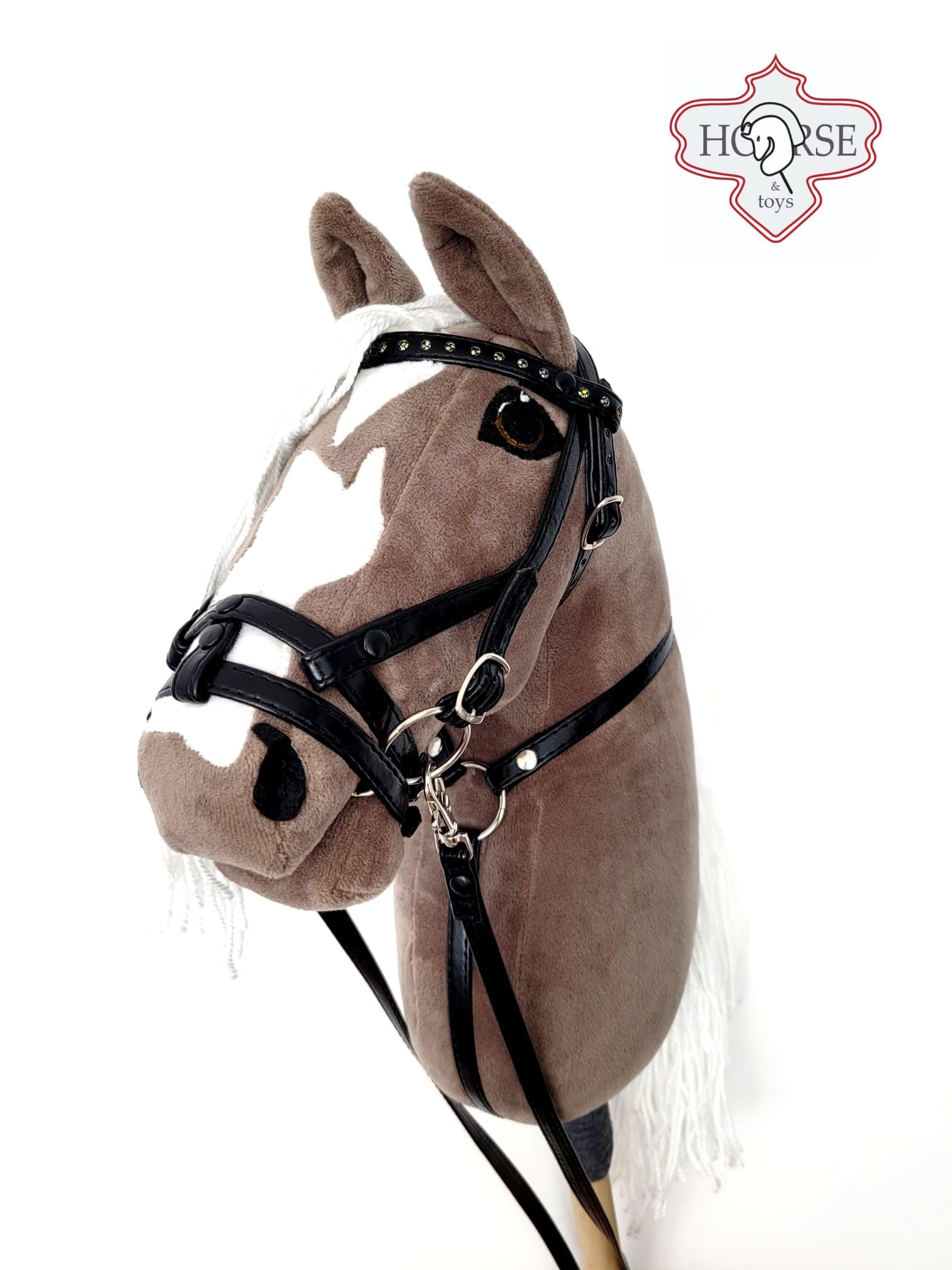 Hobby Horse Grande A3 (Cavallo su mazzo) con briglia come da immagine (grigio chiaro)