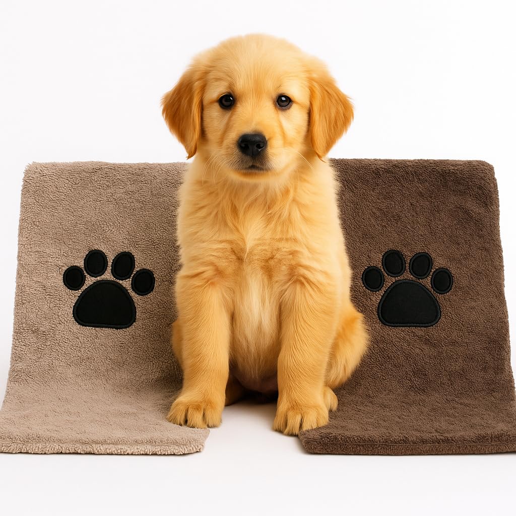 Zvire Microfibre Pet Towel Pack of 2 – Super Absorbent Dog Drying Towels 100x60cm Quick Dry, Soft & Machine Washable Pet Towels for Dogs, Cats & Small Animals