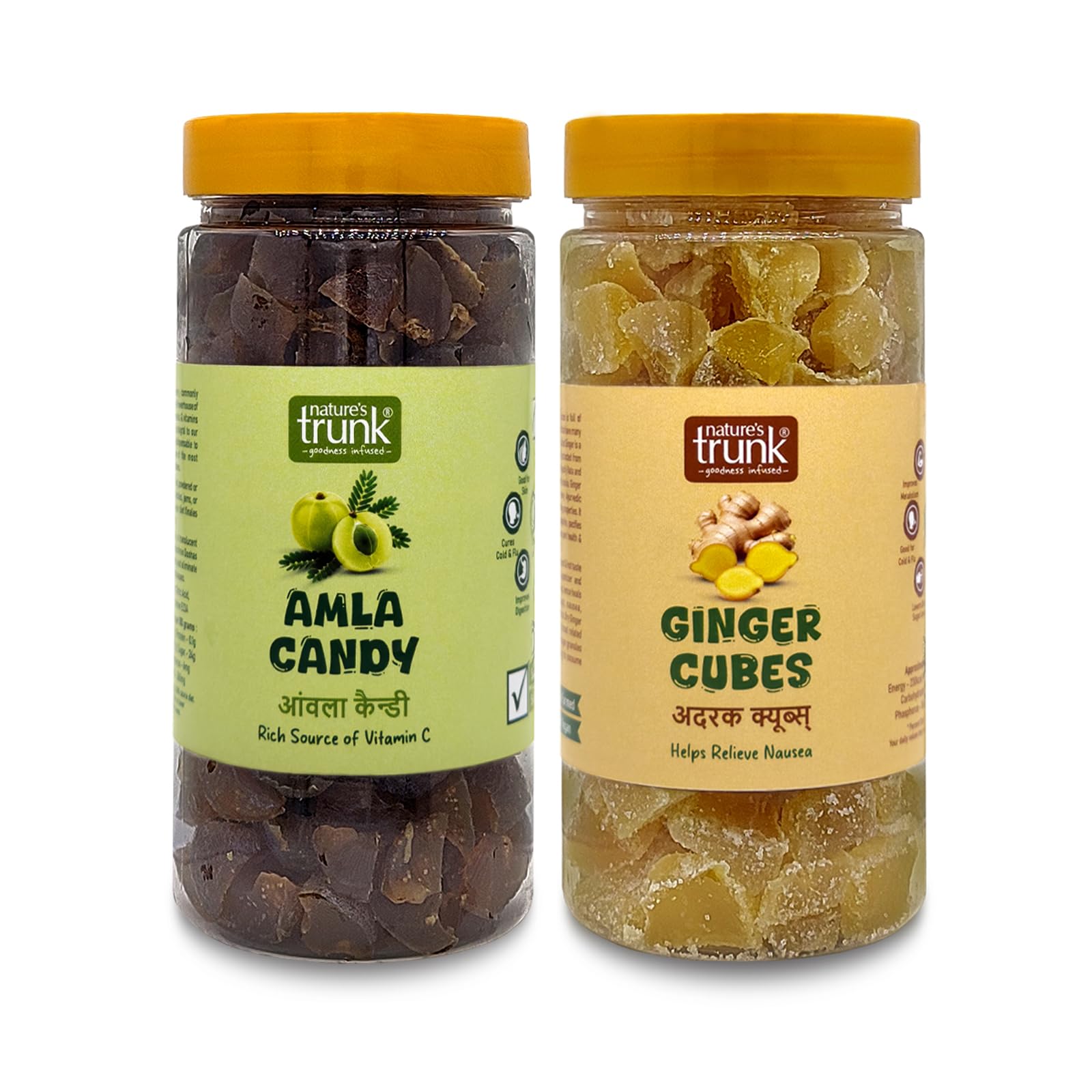 Nature's Trunk Fresh Amla Candy & Ginger Cubes, Combo Pack (250G Each), Rich In Vitamins & Essential Nutrients, Natural And Healthy Amla & Ginger Slices, 250 Gm-image-9
