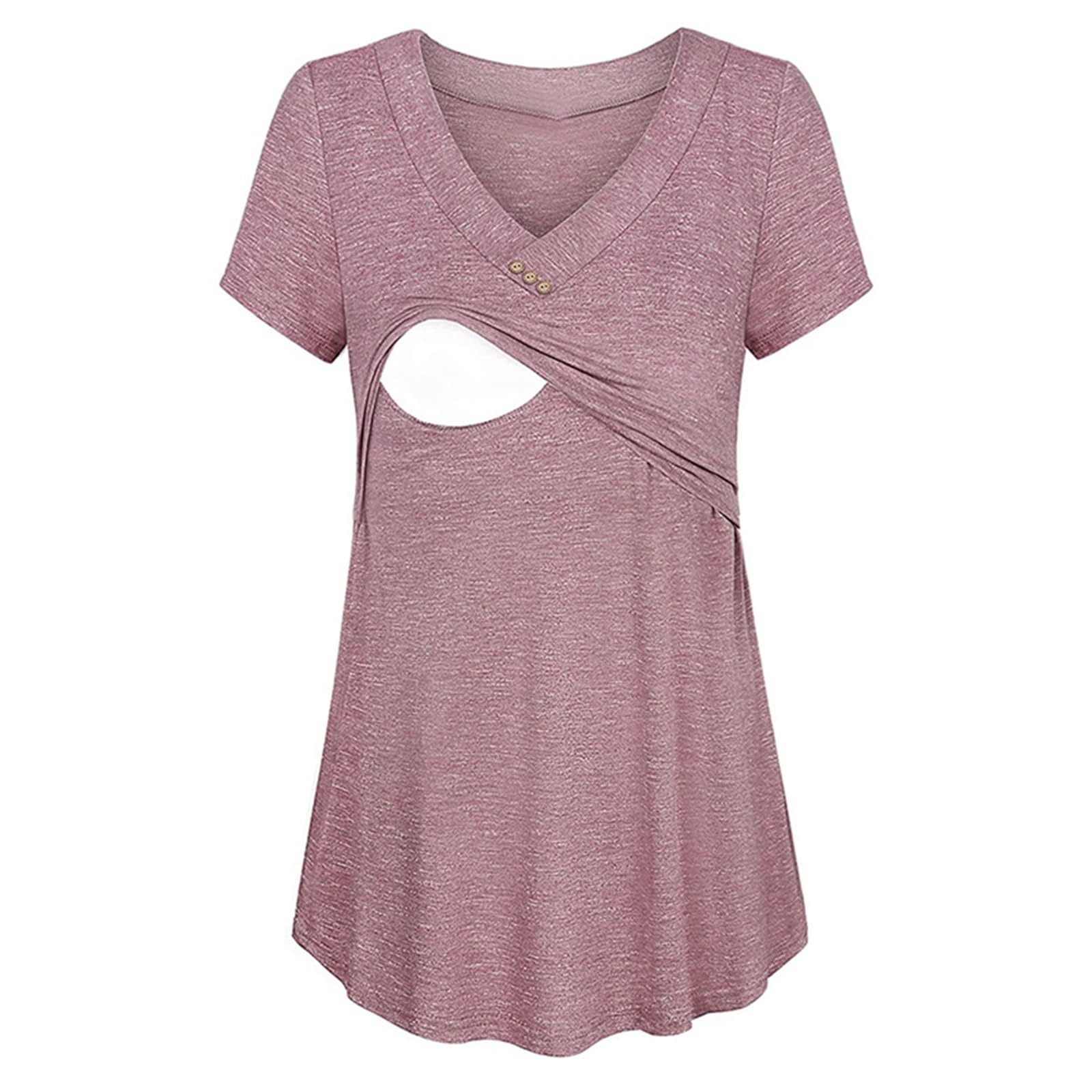 Still Tshirt Kurzarm Baumwolle Schwangerschaft Stillshirt Top V-Neck Stilltop Baumwolle Umstandstop Umstandsbluse Schwangere Tunika zum Stillen Nursing T-Shirt Umstandskleidung Umstandsmode Geschenk