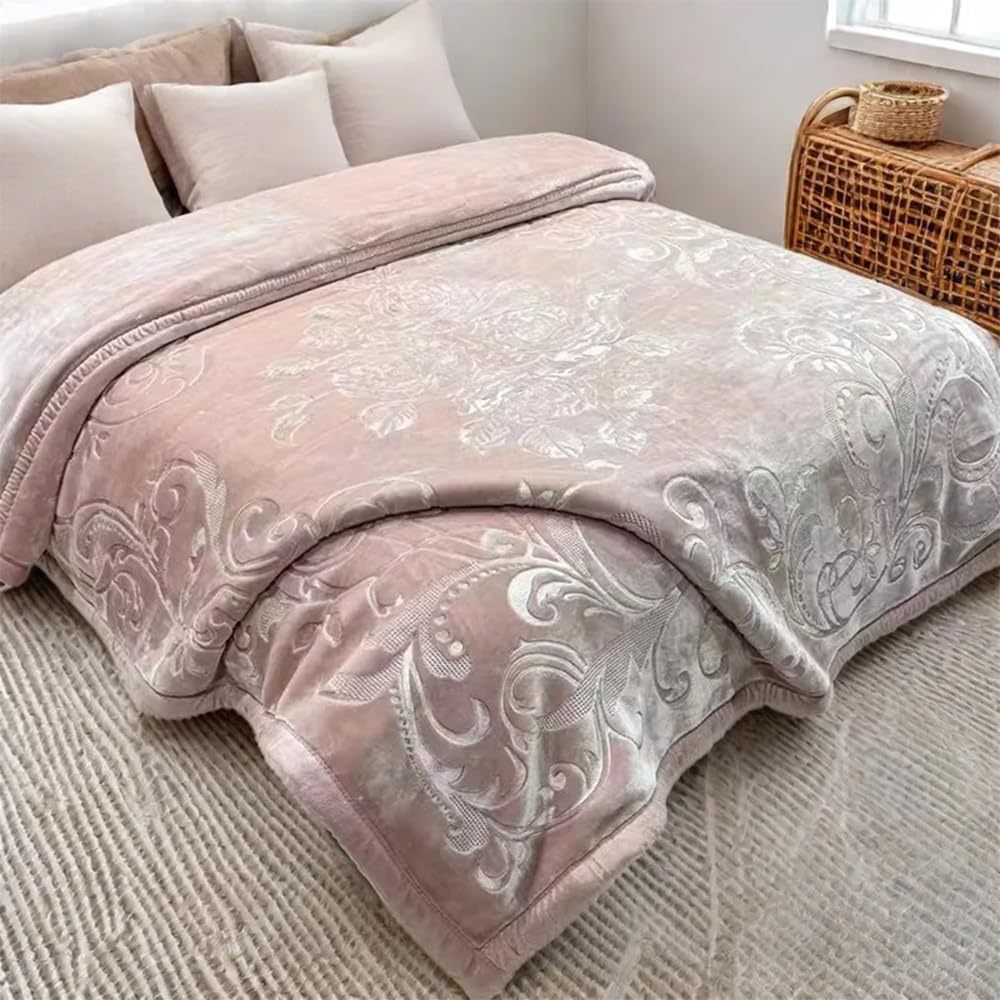 Pluszowy polarowy koc Queen Size,Heavy Korean Mink Throw 2 Ply,Ciepłe pokrycie łóżka Raschel na jesień zima,Chłodzenie Miękka kołdra z mikrofibry do sypialni na kanapie