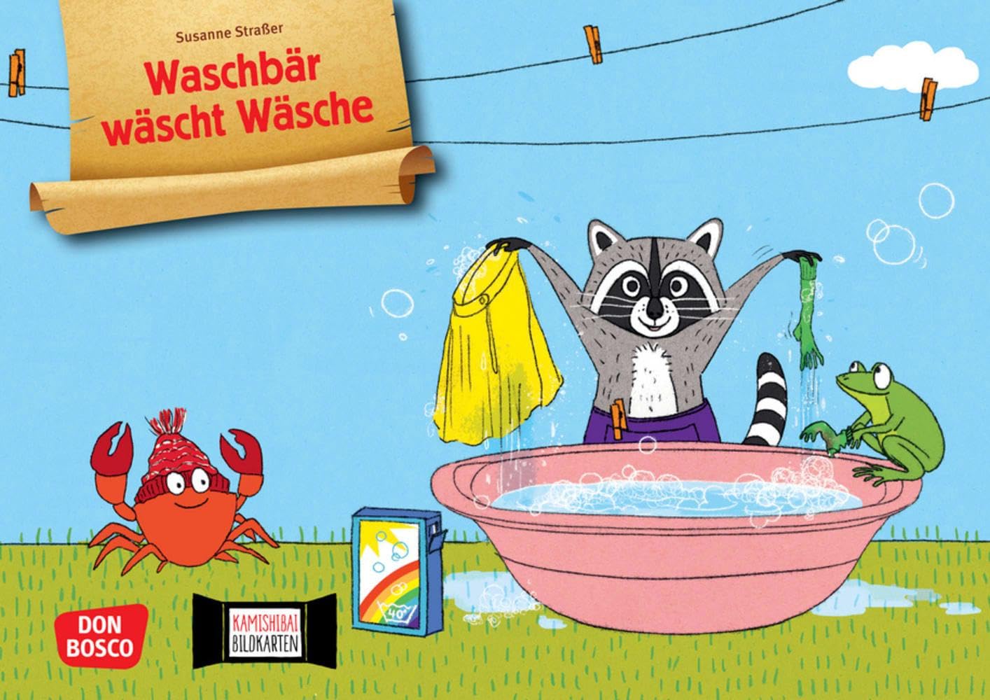 Waschbär wäscht Wäsche. Kamishibai Bildkartenset: Entdecken - Erzählen - Begreifen: Bilderbuchgeschichten. Lustige Tiergeschichte von Susanne Straßer ... für unser Erzähltheater)