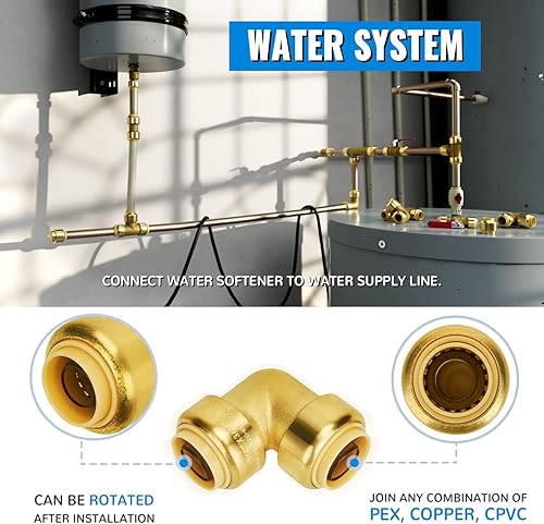 Miniatura 10 de SUNGATOR Camiseta de 1/2 pulgada, accesorios Pex de empuje de 1/2 pulgada, accesorios en T de 1/2 pulgada, conector en T de plomería sin plomo