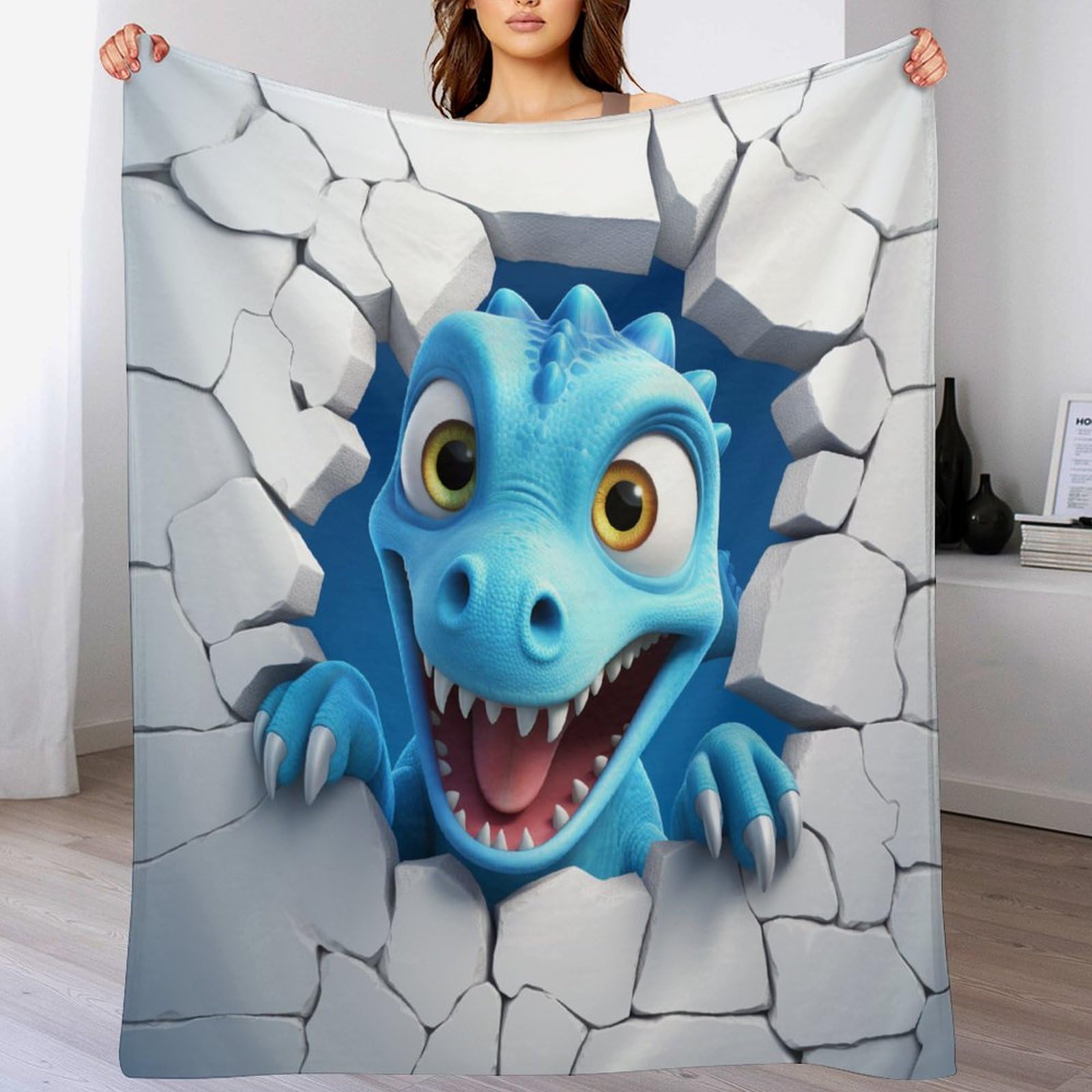 Plaid canapé dinosaure couverture polaire grand format pour soirée cocooning