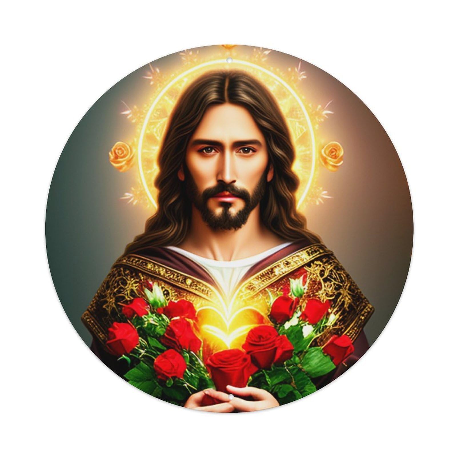 Jesus with The Flowers Religious Metal Tin Sign