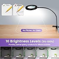 Vista 5 de Lámpara de lupa de 12 aumentos con luz y soporte, lámpara de pie LED de aumento de NUEYiO con atenuación sin escalones de 3 colores, lámpara de lupa