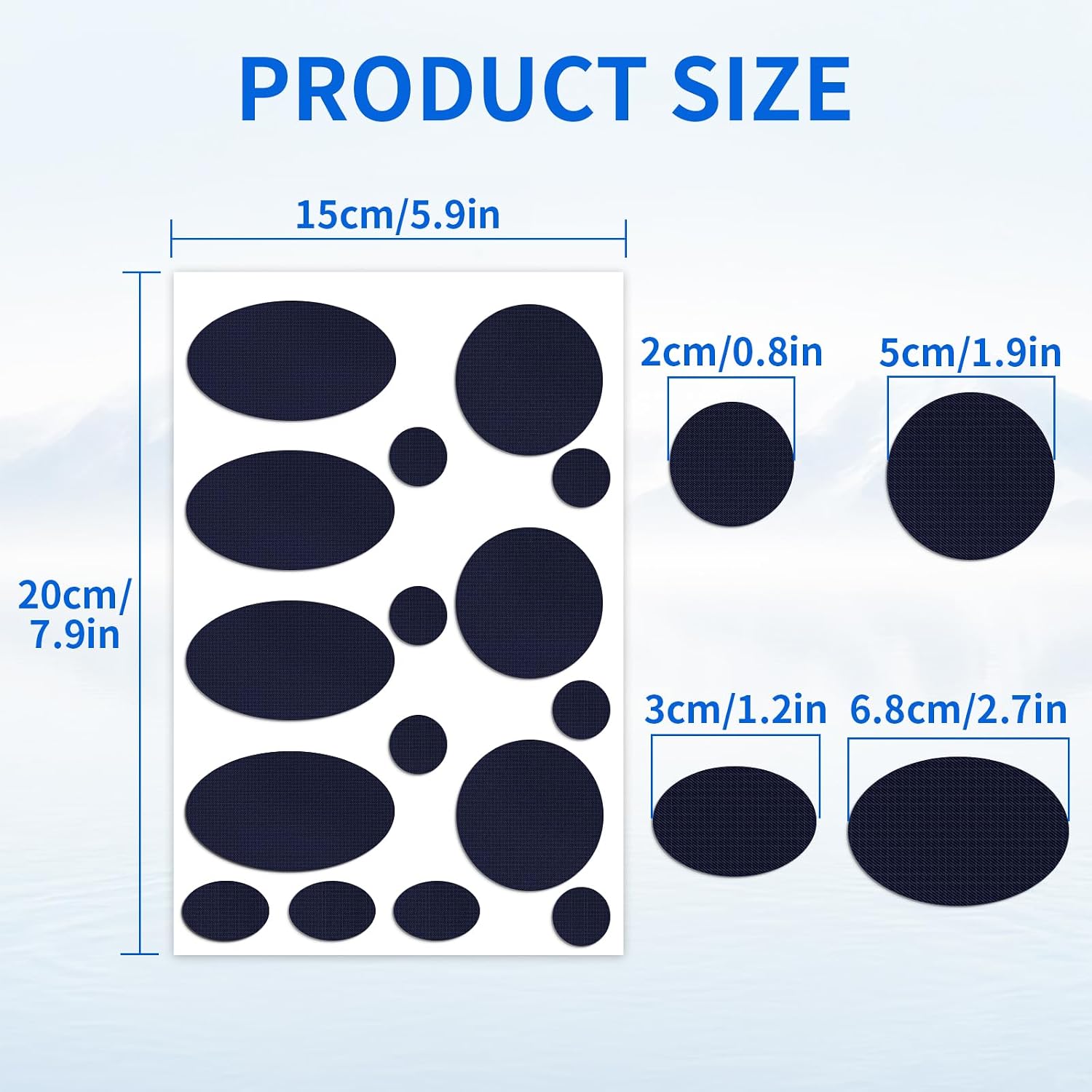 48Pcs Self-Adhesive Fabric Repair Patches, Waterproof Nylon Tent Repair Kit, Heavy Duty No-Sew Gear Tape for Down Jacket, Sleeping Bag, Clothes, Instant Fix, Dark Blue image 5