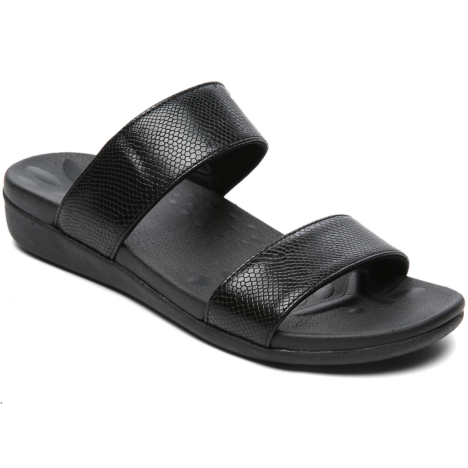 Diabetic Orthopedic Slides for Women, Comfortable Plantar Fasciitis Sandals for Flat Feet, Orthaheel Walking Slides Sandals with Arch Support