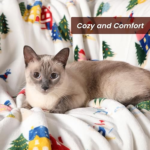 Miniatura 4 de Cozy Bliss Manta Sherpa reversible blanca para sofá, manta de felpa con estampado de estación de esquí para regalo de adolescentes, manta de