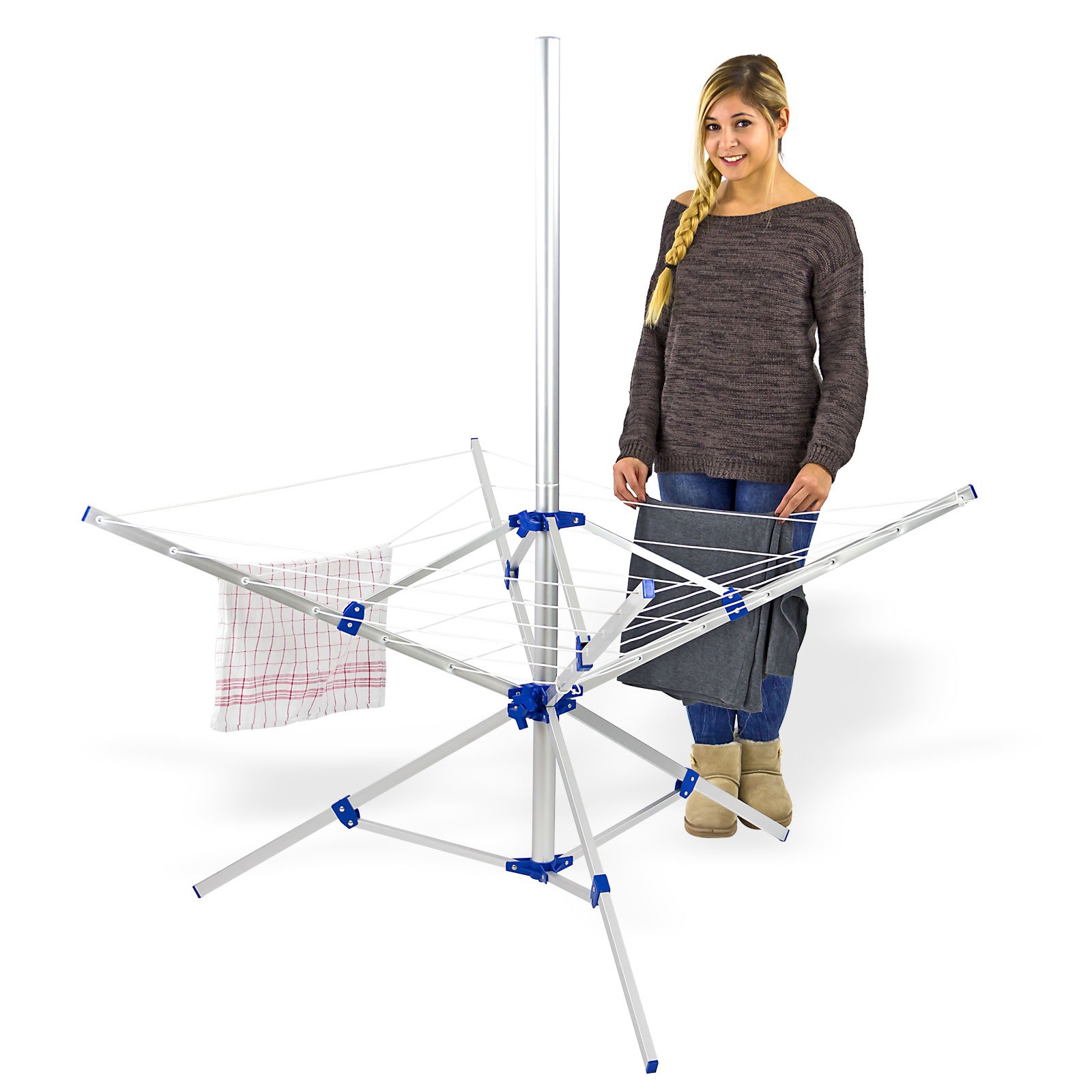 DEMA Mobile Wäschespinne Nizza – Praktische, klappbare Wäschespinne für den Garten, Terrasse & Balkon