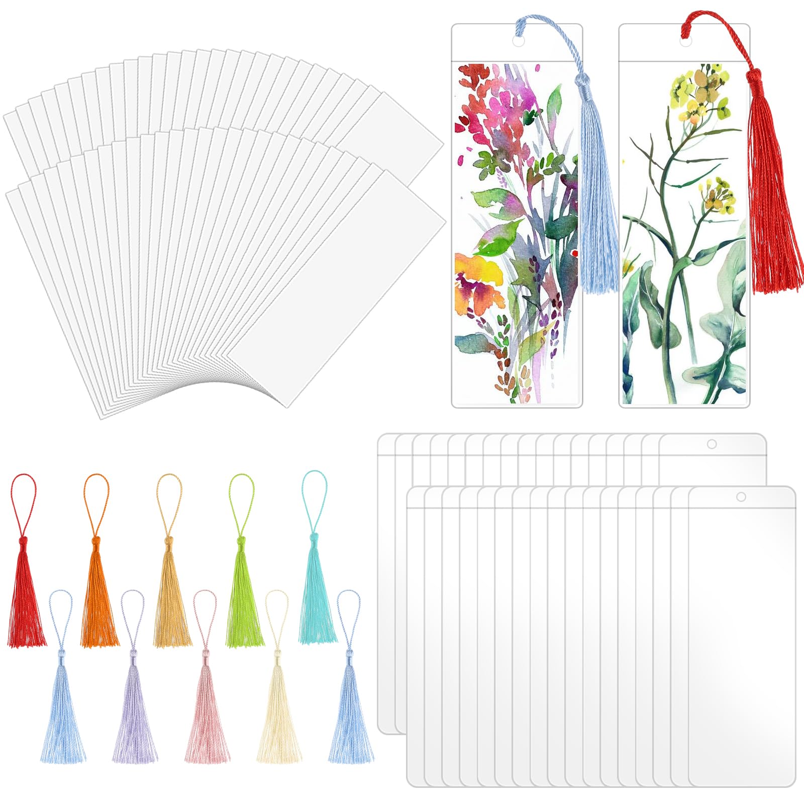 Amazon.com: 60 Sets Kraft Paper Blank Bookmarks with Tassels, Cardstock ...