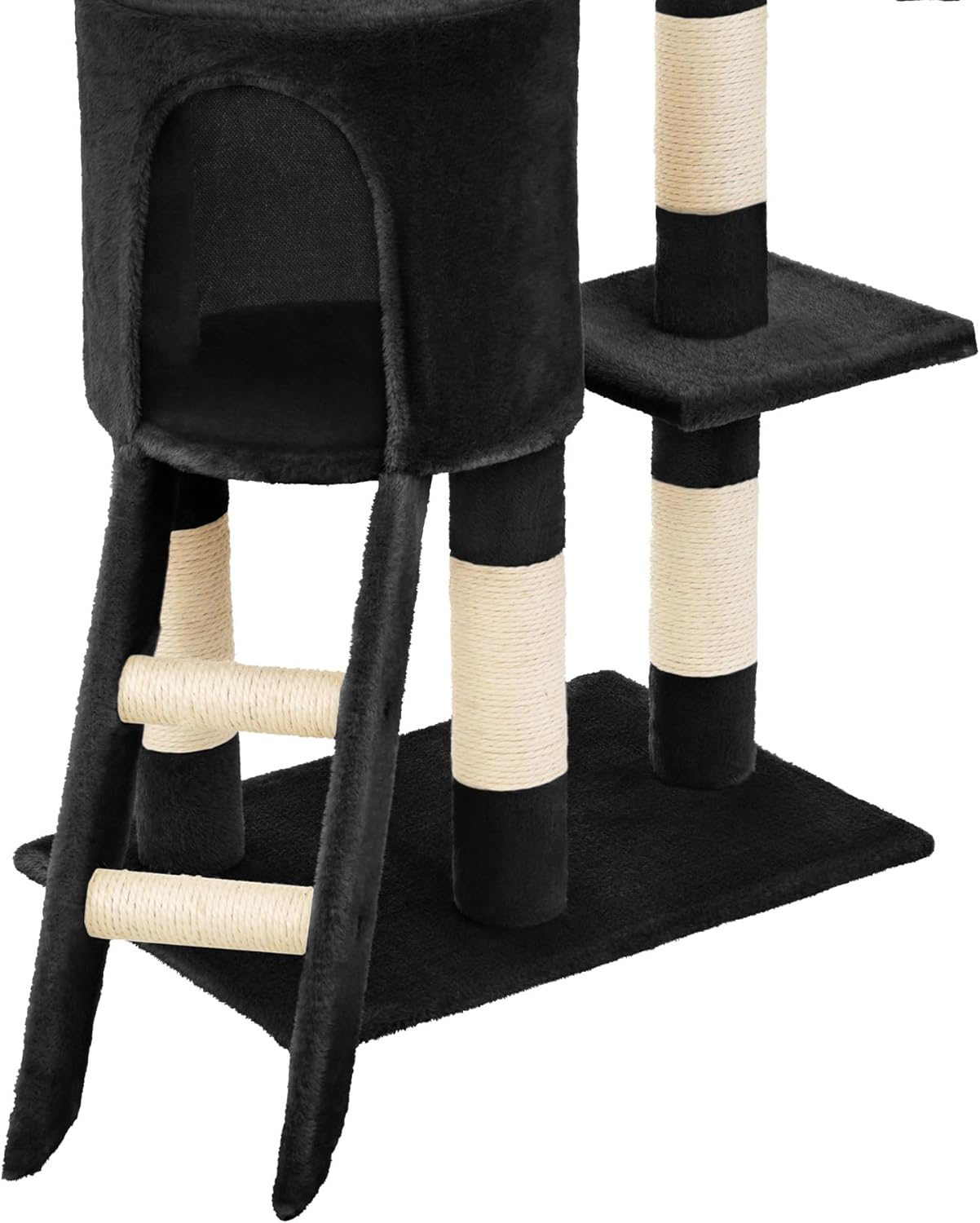 Close-up of the cat cave and ladder on the cat tree