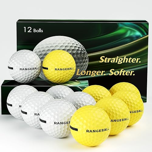 AODELAN Paquete de 12 pelotas de golf de práctica – Pelotas de entrenamiento de golf de goma sólida para golpear lejos Swing Driving Range