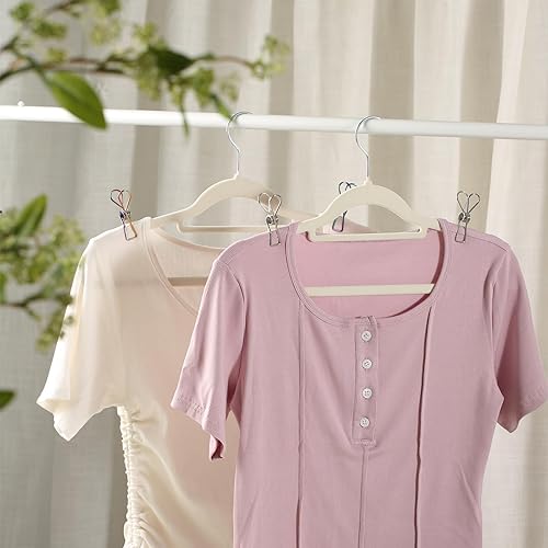 Miniatura 6 de Paquete de 20 clips de acero inoxidable para perchas de terciopelo, clips resistentes para pantalones, clips coloridos para perchas de plástico