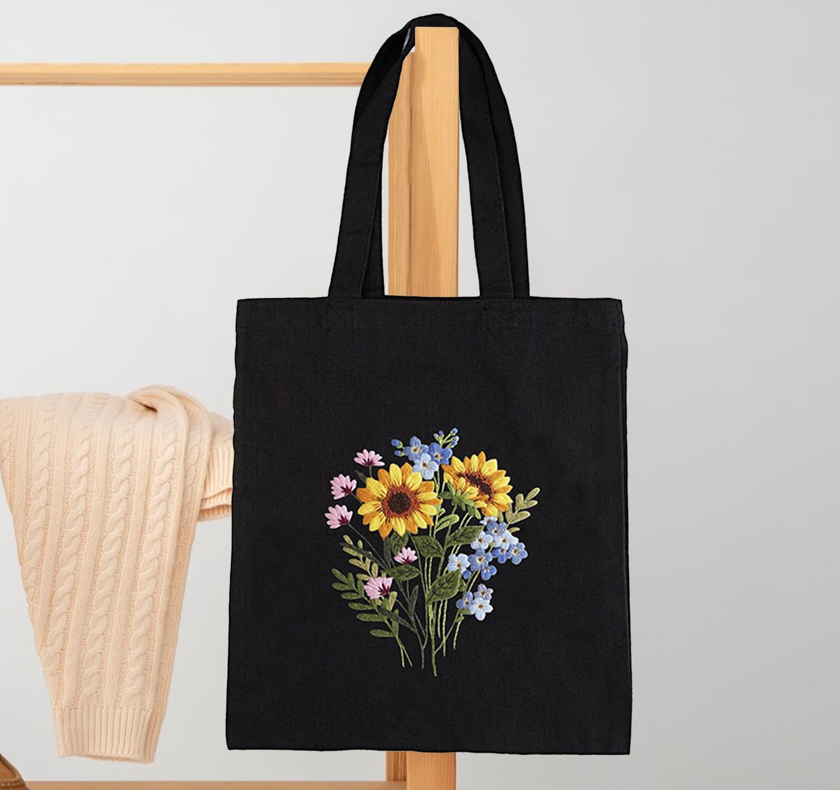 Kit Broderie Débutant Avec Sac Toile - Motif Papillon | Aiguilles, Fil, Cerceau Inclus | Idée Cadeau Créatif