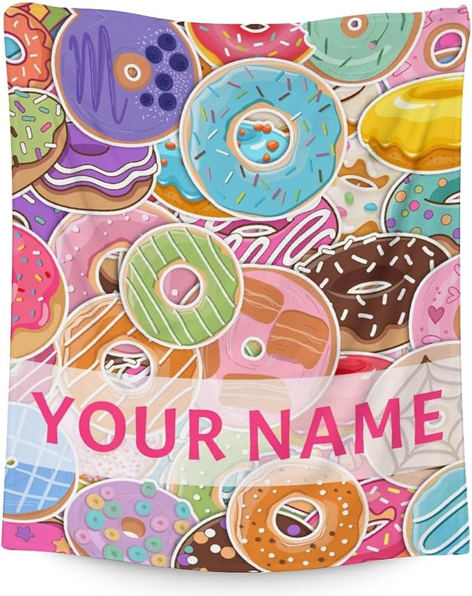 Girls Blanket - 30"x40" Cute Donut Throw Blanket Gifts for Kids & Adults - Personalized Colorful Soft Fuzzy Doughnut Blanket for Couch & Office