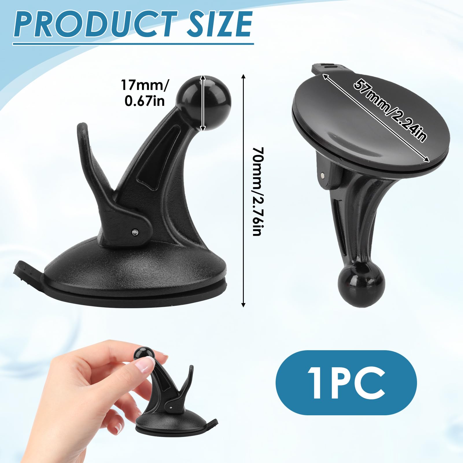 Car Sat Nav Holder for Garmin Replacement Windscreen Suction Cup Mount with Ball Connector Fit for Garmin Drivesmart Nuvi Zumo NuLink Dezl Driveassist Camper Van Vehicle Sucker Black - Image 2