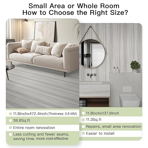 Miniatura 14 de Azulejos de suelo para despegar y pegar, cubierta de 30 pies cuadrados, aspecto de grano de madera roja natural, impermeable, autoadhesiva y Marrón