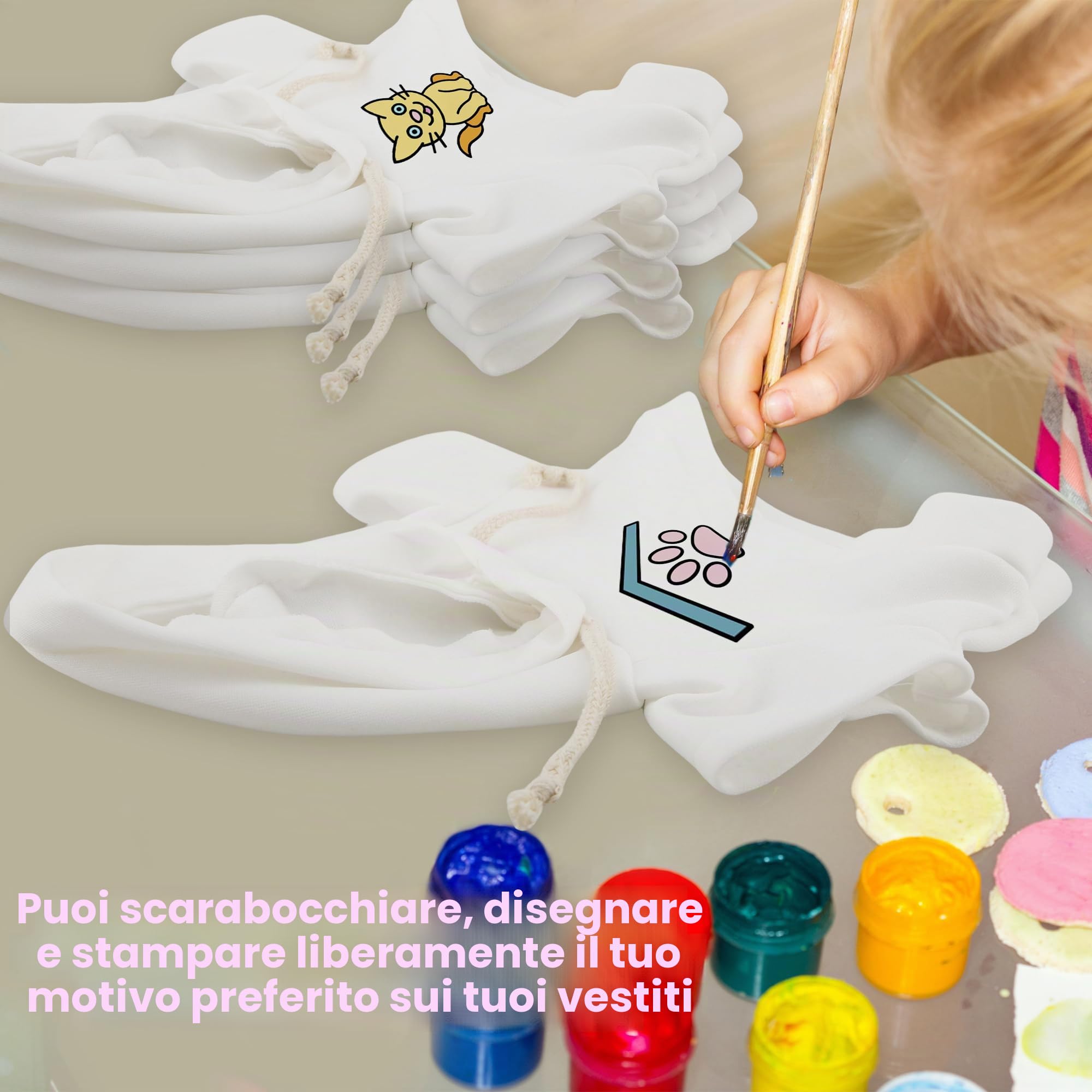 Confezione da 12 vestiti bianchi a sublimazione per orso ripieno, include 6 magliette bianche con cappuccio e 6 magliette vuote per bambole per bambole da 35-45 cm fai da te