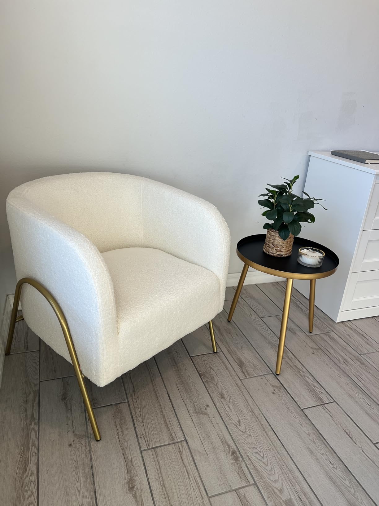 17/mo Finance Yaheetech Modern Vanity Chair, Boucle Fabric Accent