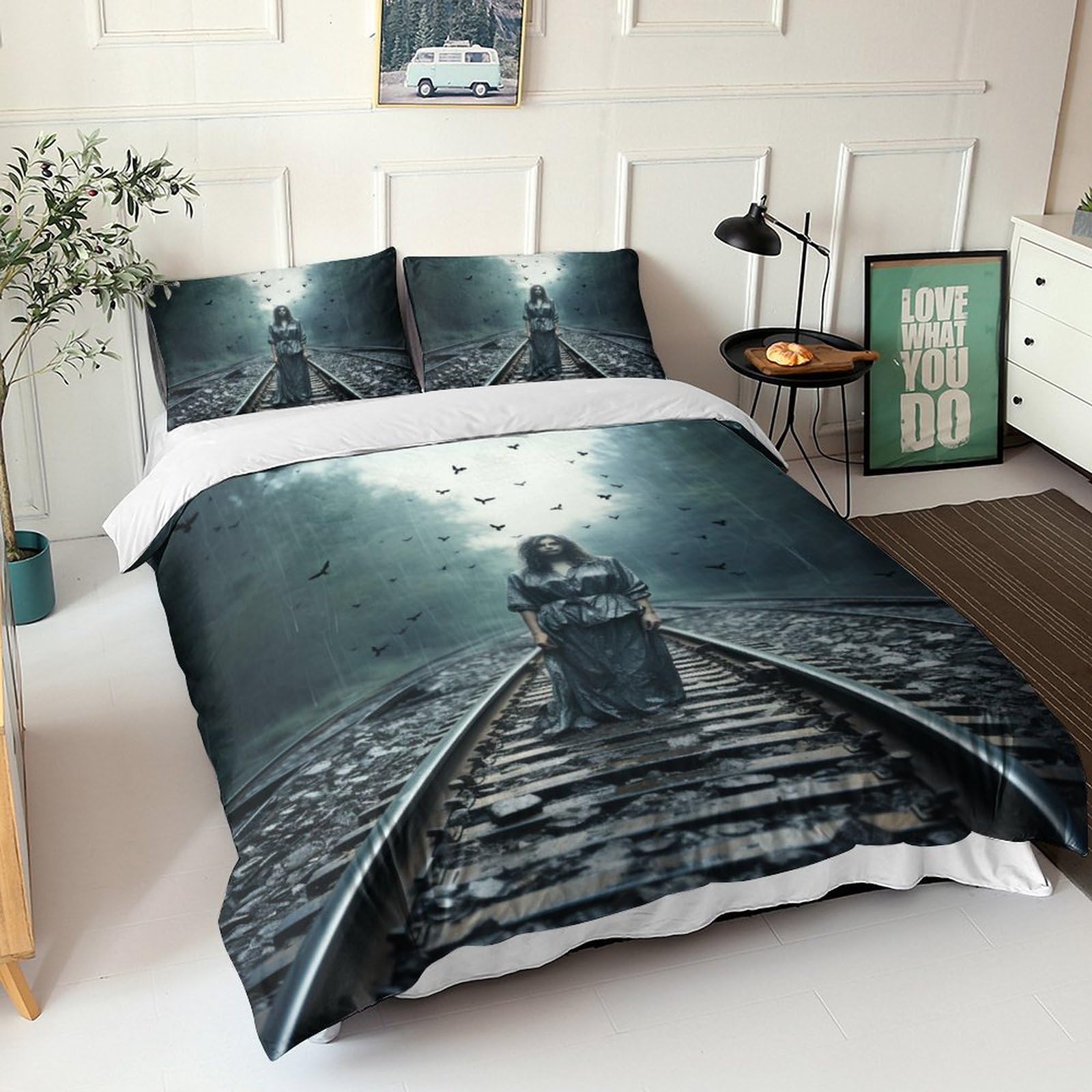 Parure de couette motif ailes d'anges design moderne et finitions de luxe