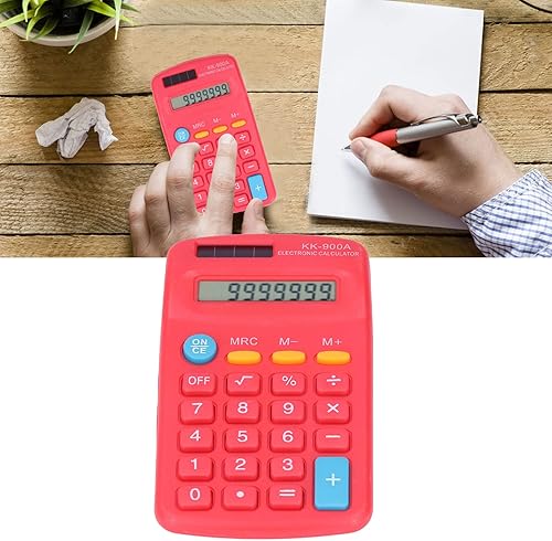 Miniatura 8 de Mini calculadoras de tamaño de bolsillo, pantalla de mano en ángulo de 8 dígitos, calculadora inteligente de energía solar de batería para oficina,
