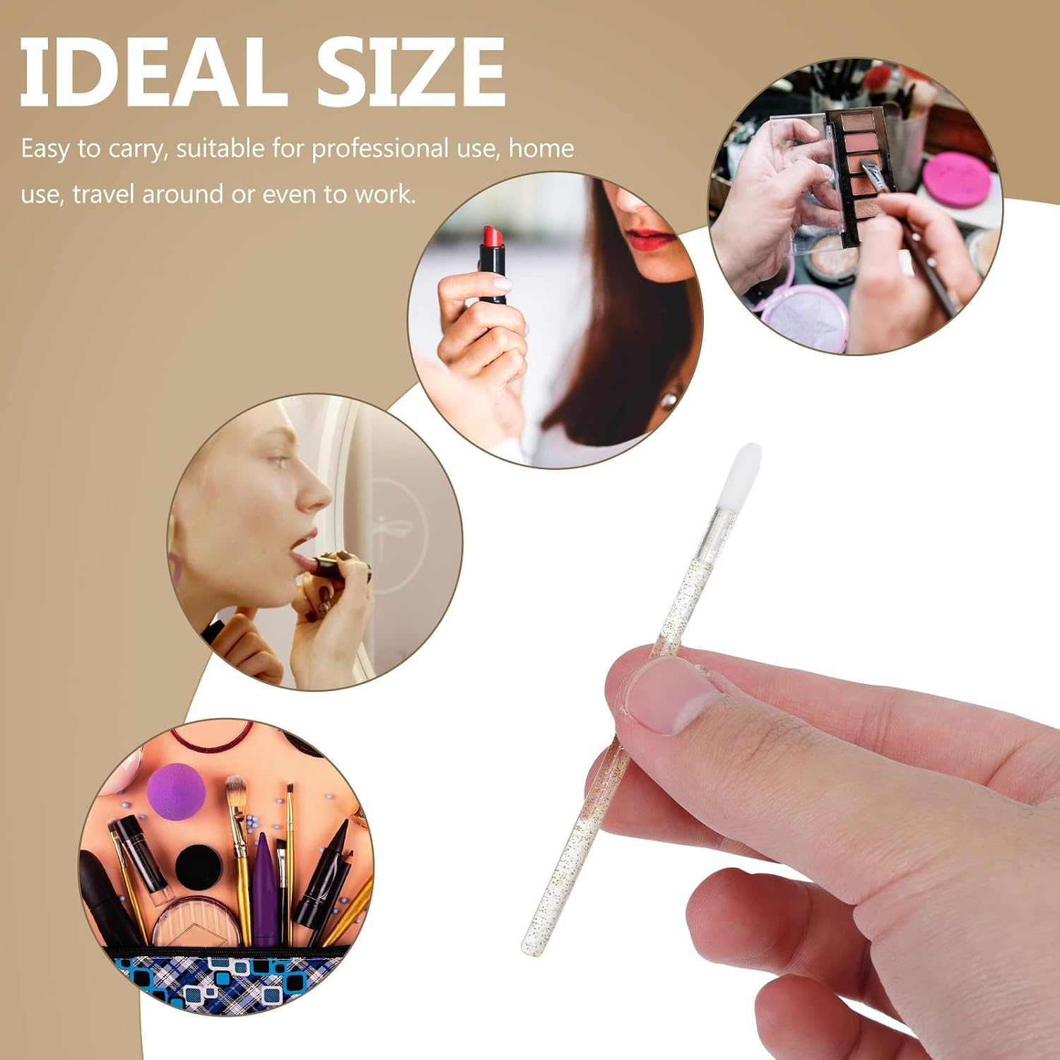 100 Pcs Disposable Lipstick Brush Applicators with Crystal Handles Soft Flocked Lip Gloss Makeup Brushes for Women’s Lip Cosmetics