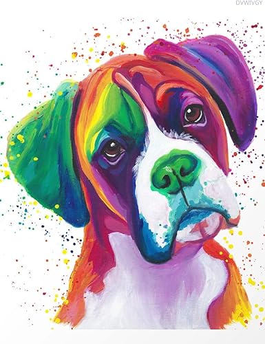 Miniatura 1 de Kits de pintura de diamante 5D para adultos, acuarela, boxeador de perro, pintura de diamante, lindo arte de cachorro para perro, taladro completo,