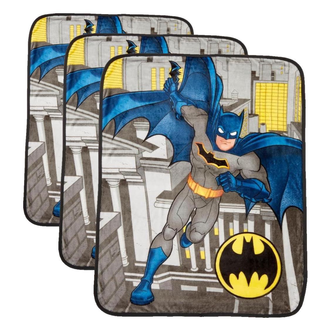 Franco Batman DC Comics Kids Bedding Super Soft Silk Touch Throw, 40 in x 50 in, (Official Licensed Product) (Pack of 3)